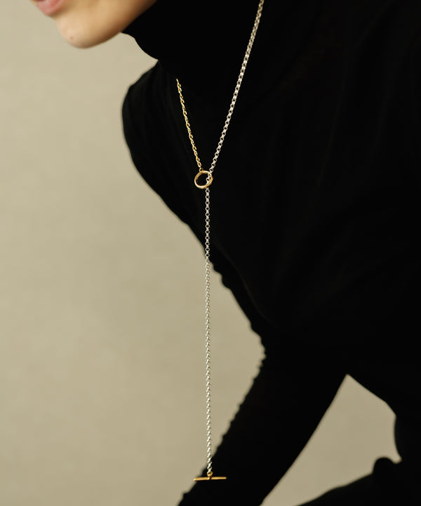 【ISOLATION / アイソレーション】SV925 Unisex Combination Long Necklace  (65cm) / ISN-0132 (SILVER×GOLD)