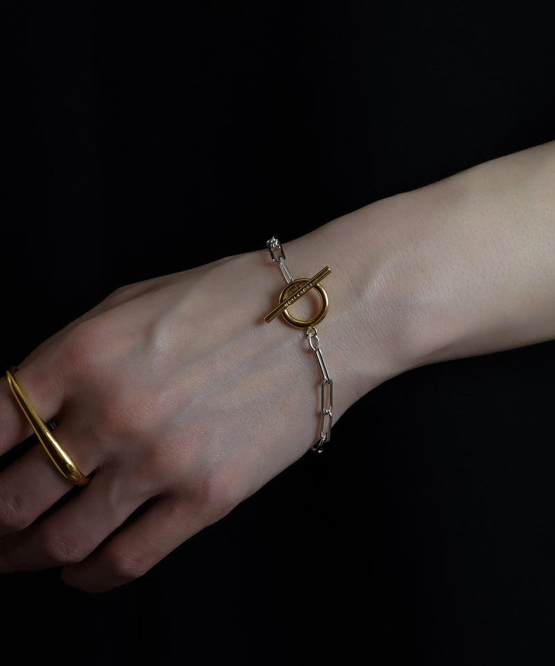 【ISOLATION / アイソレーション】Silver925 Rectangle Chain Bracelet SILVER×GOLD（17cm/19cm) / ISB-0116SG
