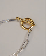 【ISOLATION / アイソレーション】Silver925 Rectangle Chain Bracelet SILVER×GOLD（17cm/19cm) / ISB-0116SG