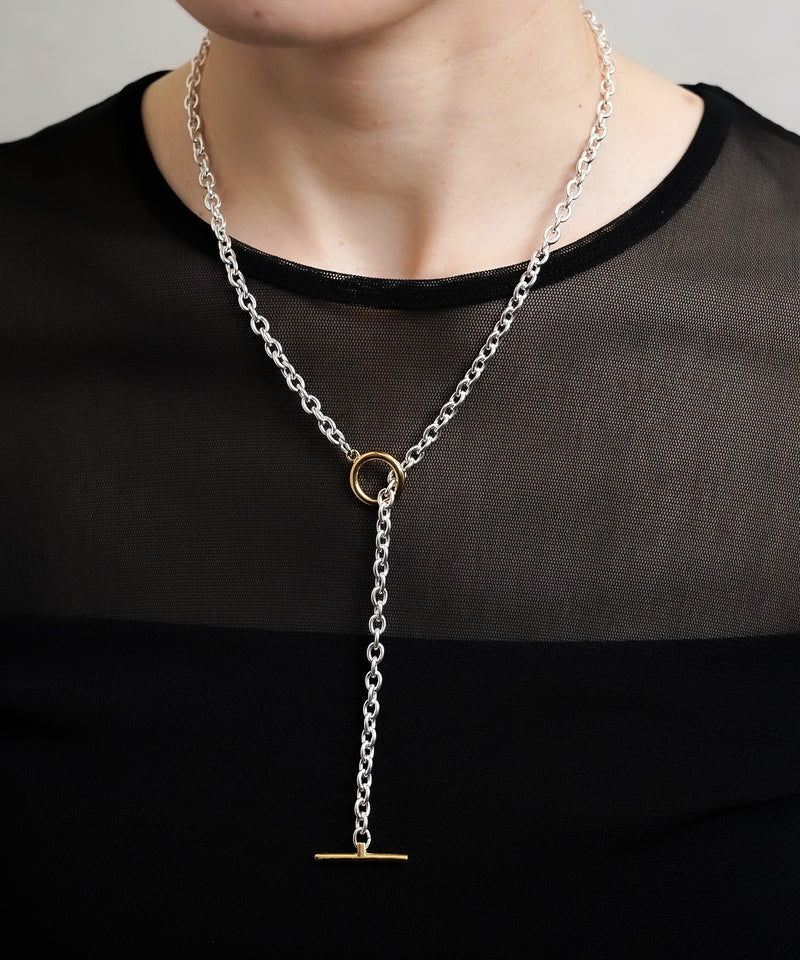 【ISOLATION / アイソレーション】Silver925 Oval Chain Necklace L SILVER×GOLD（50cm）/	ISN-0142SG
