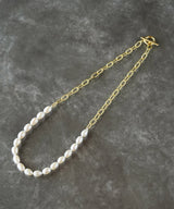 【ISOLATION / アイソレーション】〈UNISEX〉Baroque Pearl Chain Choker (50cm) / ISN-0125G