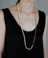 【ISOLATION / アイソレーション】〈UNISEX〉Baroque Pearl Mix Chain Necklace (80cm) / ISN-0123G