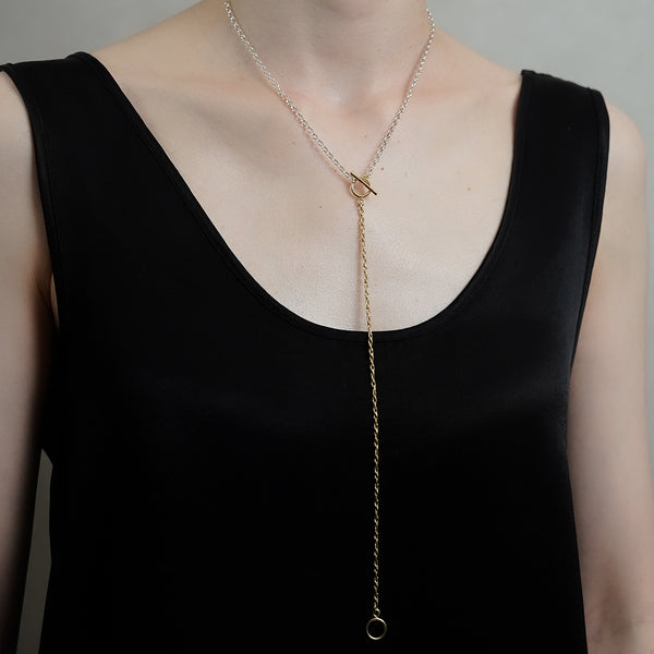 【ISOLATION / アイソレーション】silver925 Unisex Combination Long Necklace S (63cm) /  ILN-0139 (SILVER×GOLD)