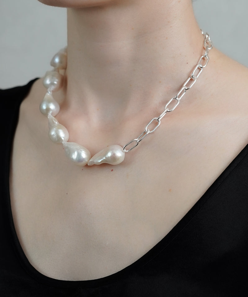【ISOLATION / アイソレーション】 Baroque Pearl Chain Necklace (42cm) / ISN-0124SV