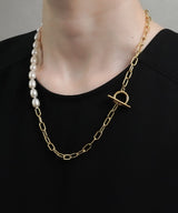 【ISOLATION / アイソレーション】〈UNISEX〉Baroque Pearl Chain Choker (50cm) / ISN-0125G