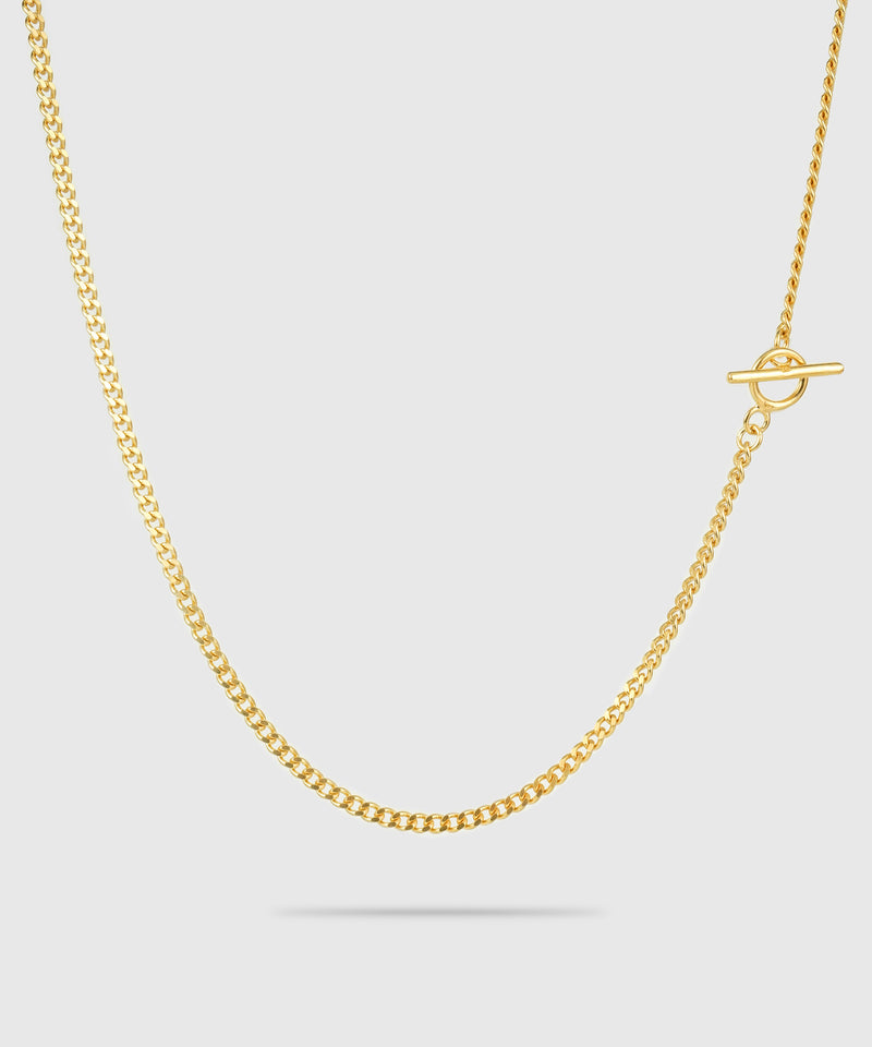 【ISOLATION / アイソレーション】Silver925 Curve Chain Necklace（40cm) (K18gp) /ILN-0155G