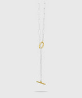 【ISOLATION / アイソレーション】SV925 Rectangle Chain Necklace (50cm) / ISN-0104SG (SILVER×GOLD)