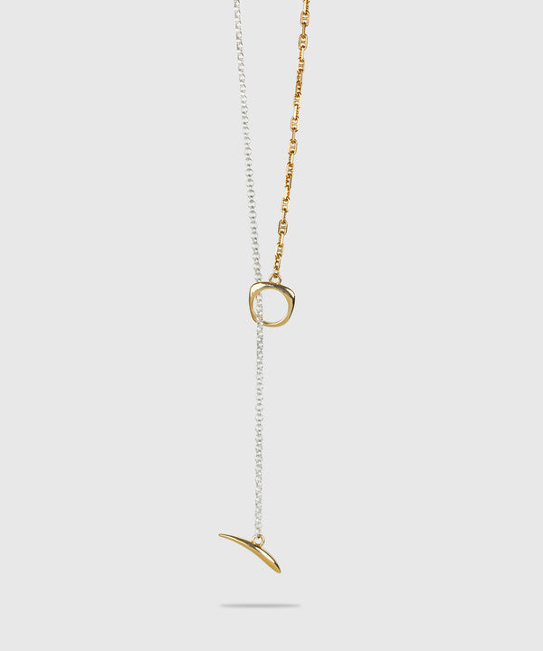 【ISOLATION / アイソレーション】Combination Sculpture Long Necklace(70cm) / ISN-0306 (SILVER×GOLD)