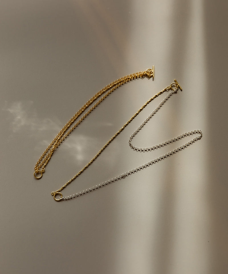 【ISOLATION / アイソレーション】silver925 Unisex Combination Long Necklace S (63cm) / ILN-0139 (SILVER×GOLD)
