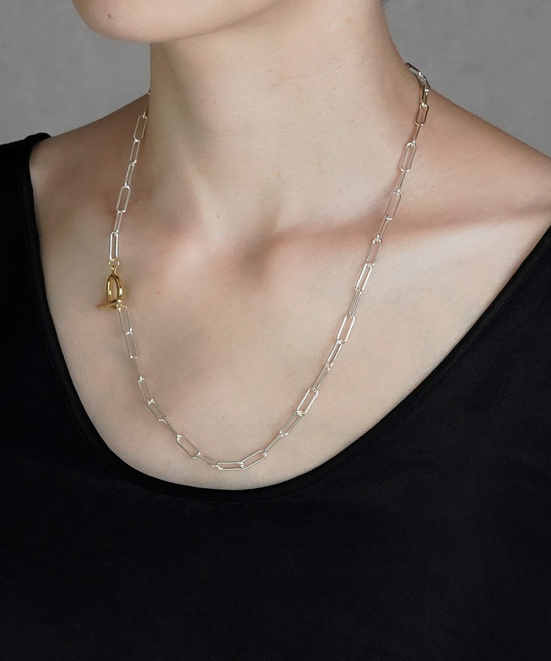 【ISOLATION / アイソレーション】SV925 Rectangle Chain Necklace (50cm) / ISN-0104SG (SILVER×GOLD)