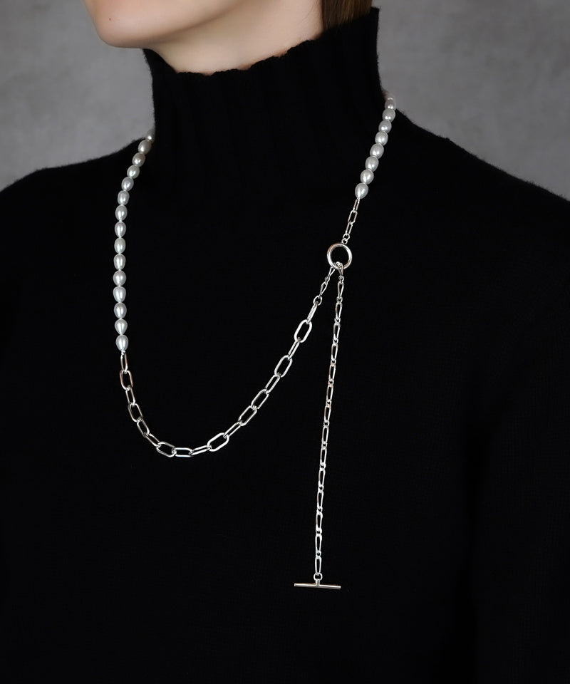 【ISOLATION / アイソレーション】〈UNISEX〉Baroque Pearl Mix Chain Necklace (80cm) / ISN-0123