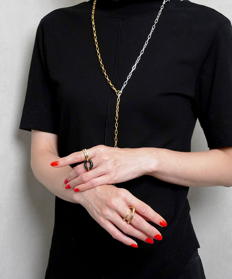 【CLED / クレッド】IN THE LOOP Ring / リング / 14K Gold Filled×Black Basalt